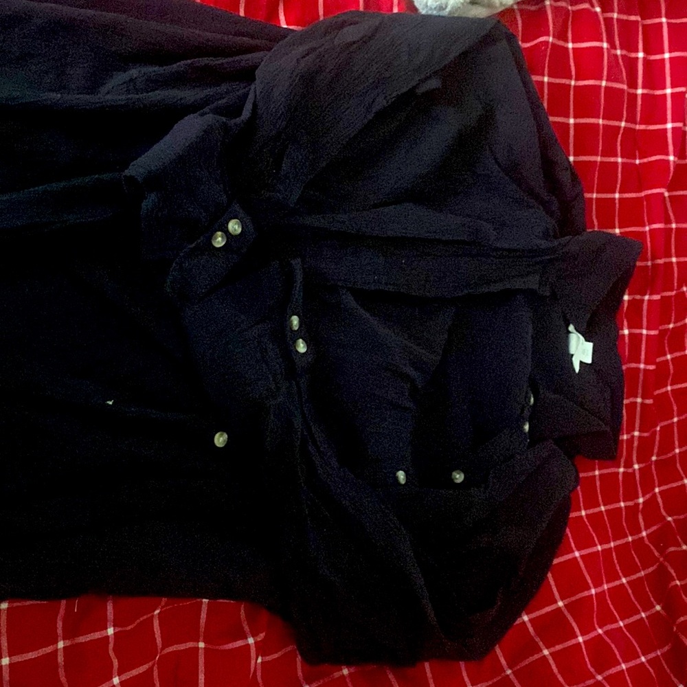 Womens H&M button down shirt dress midi size L